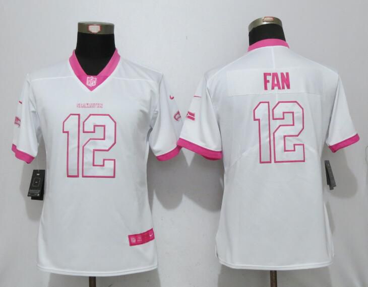 Women 2017 Seattle Seahawks #12 Fan Matthews White Pink Stitched New Nike Elite Rush Fashion NFL Jersey->->Women Jersey